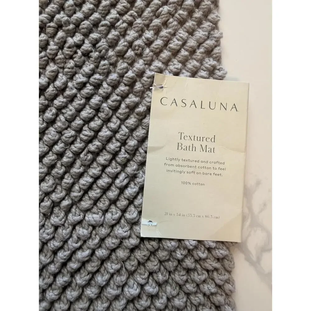 Casaluna Textured Bath Mat 21x34 Cotton Gray Tufted Soft Absorbent